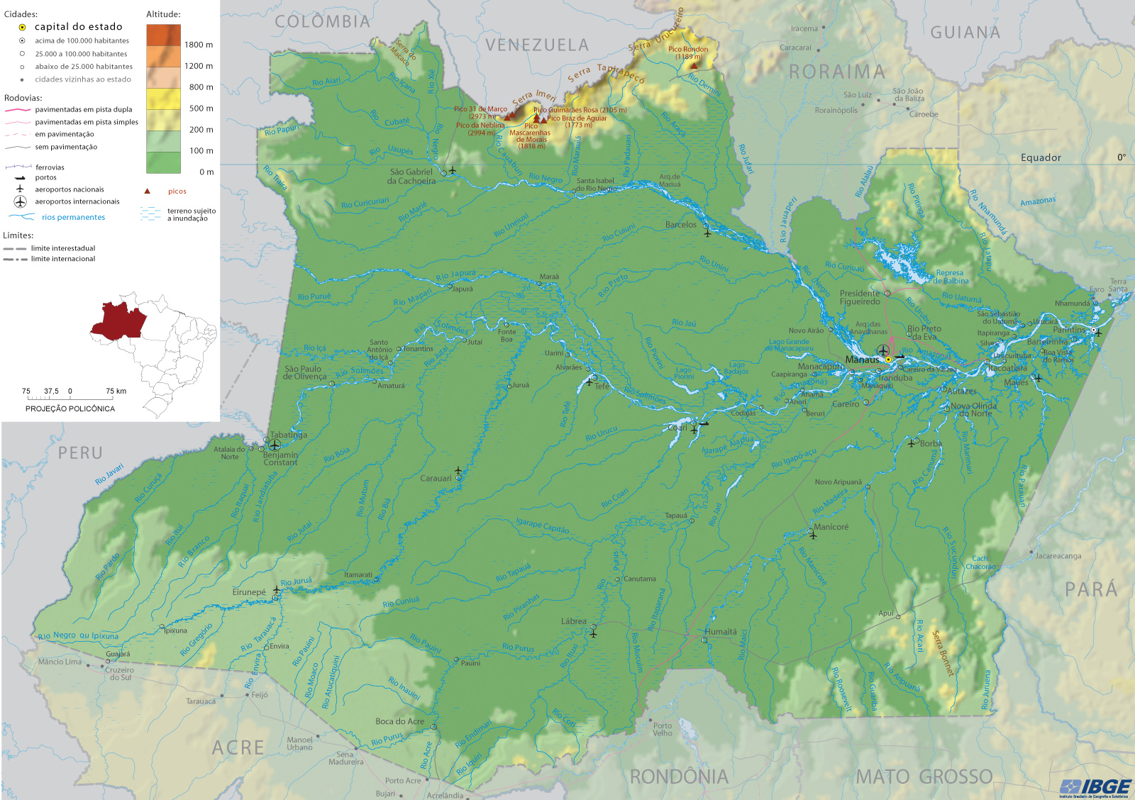 Mapa fisico Amazonas