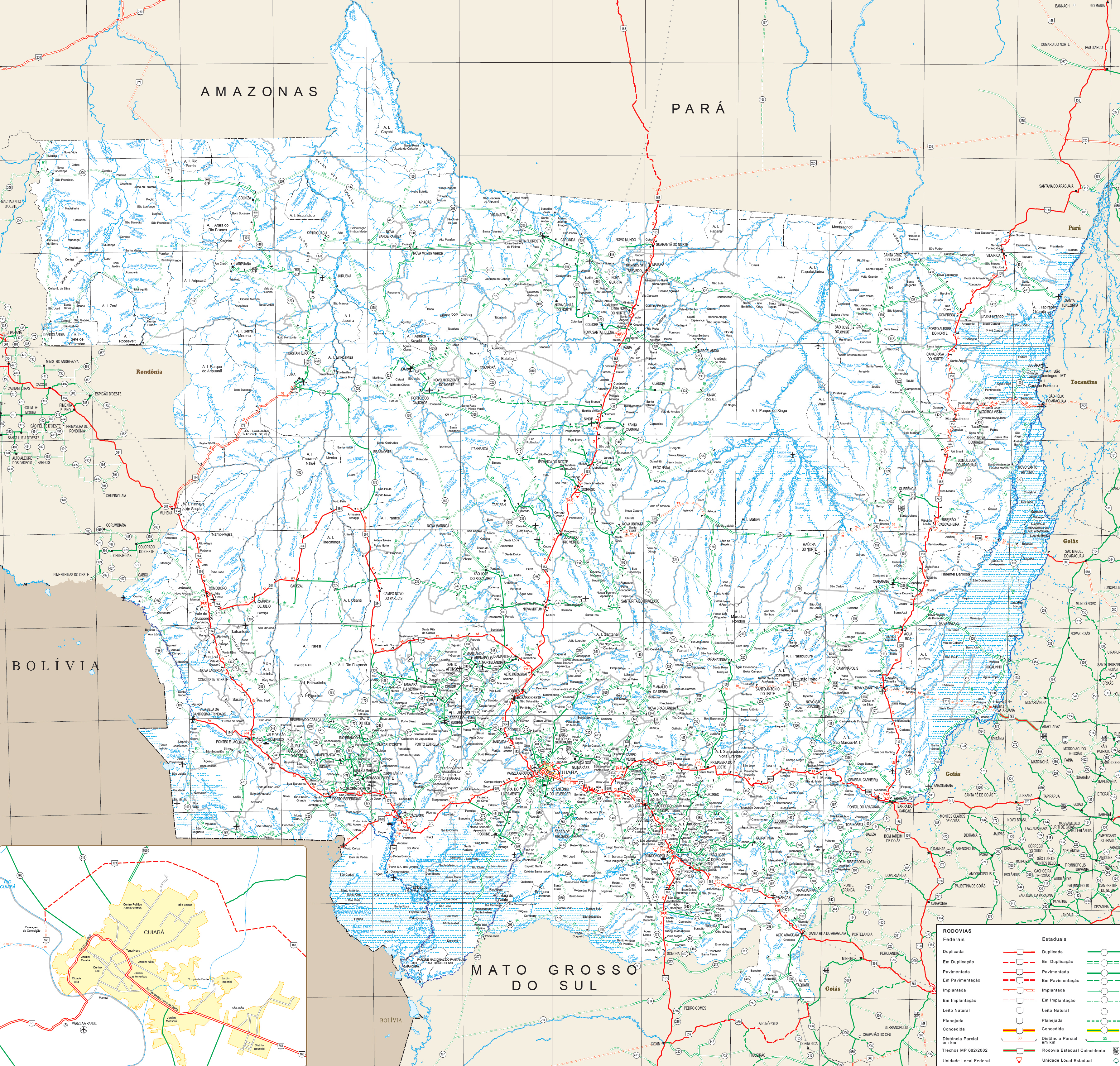 Mapa rodoviário MT