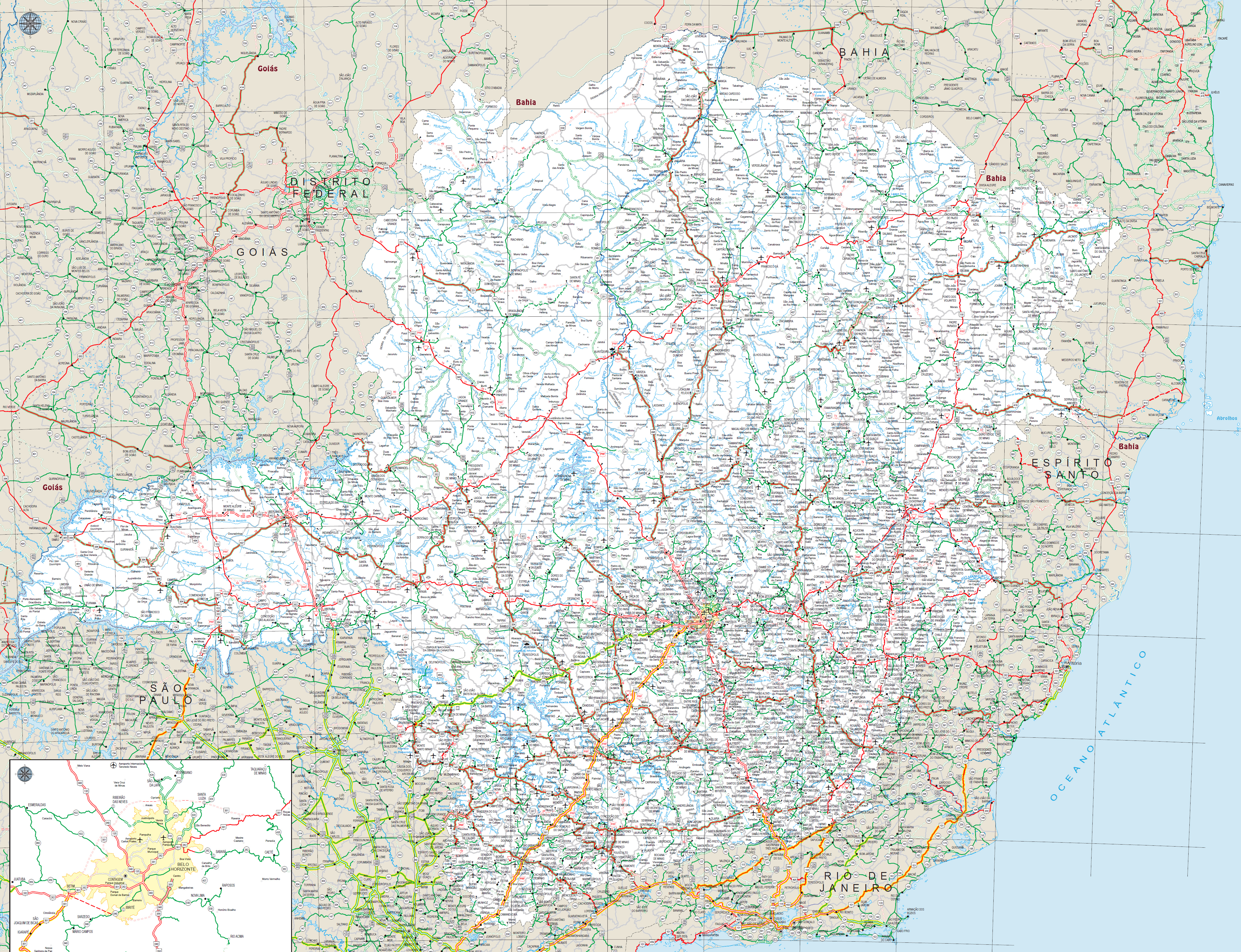 Mapa rodoviario MG