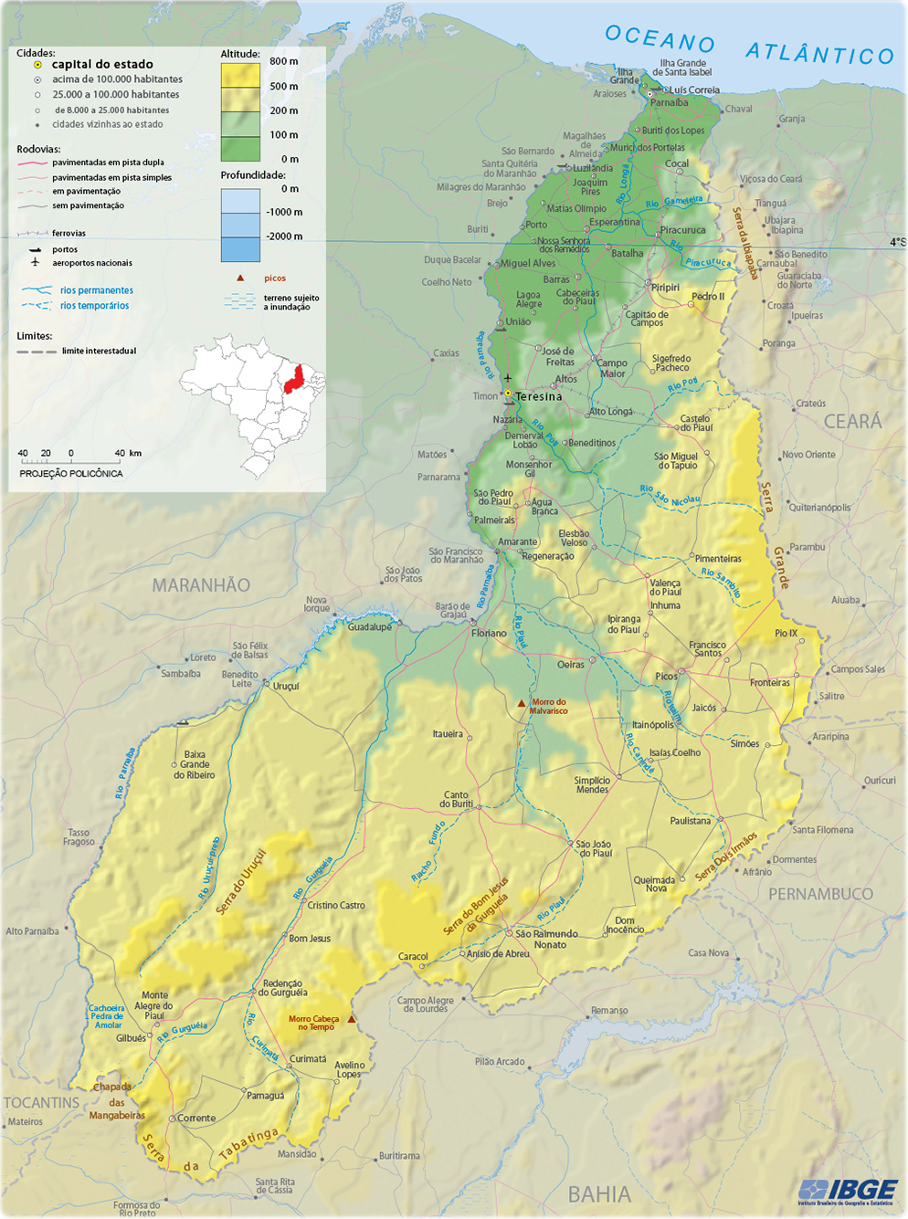 Mapa Físico do Piauí