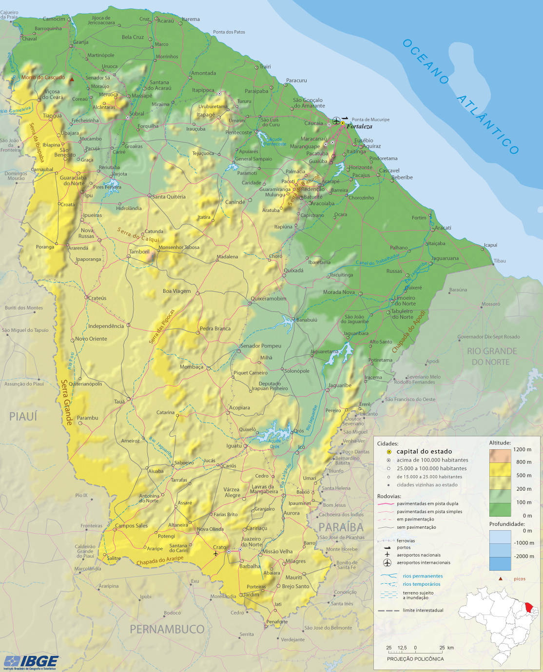 Ceara mapa fisico