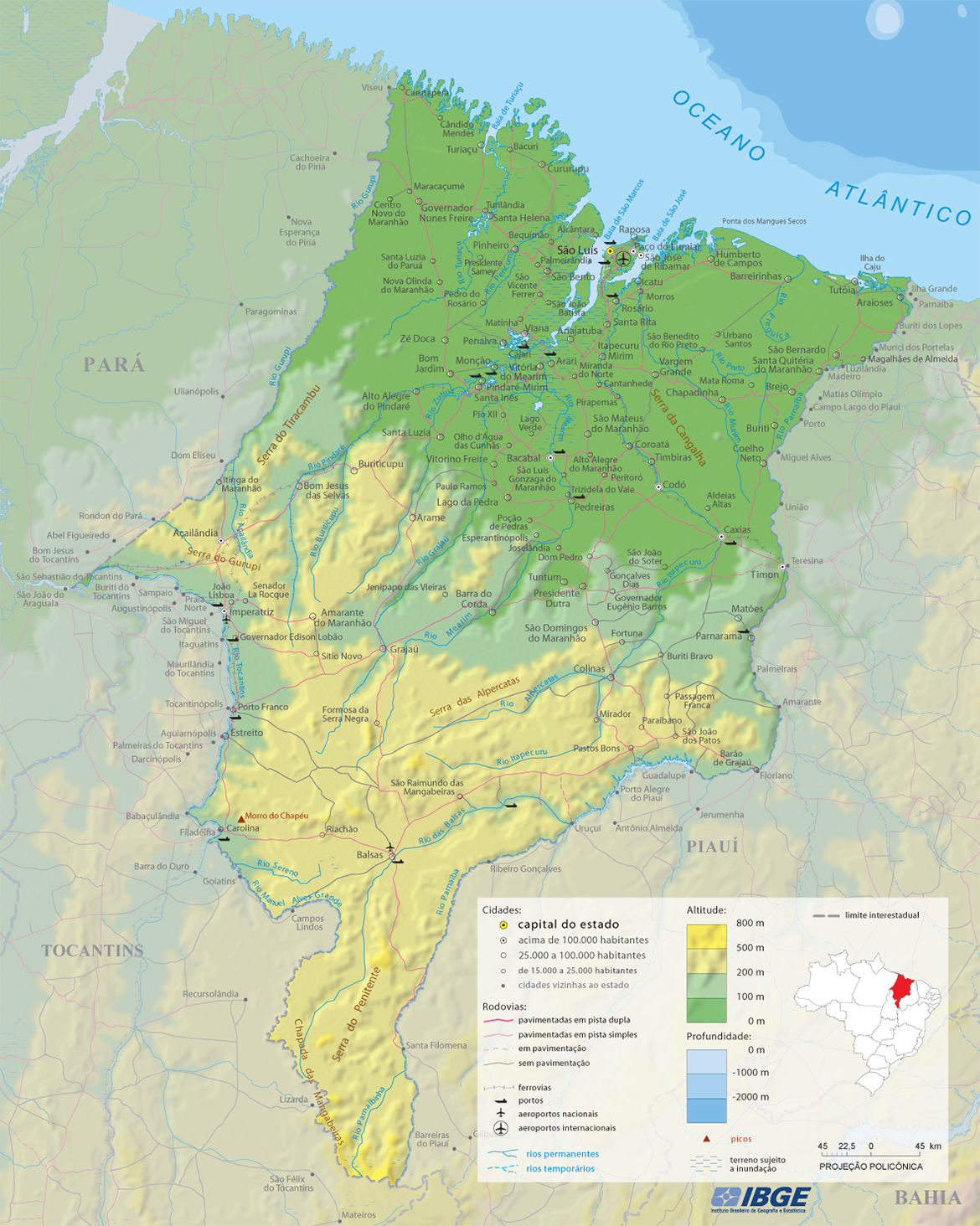 Mapa físico Maranhão