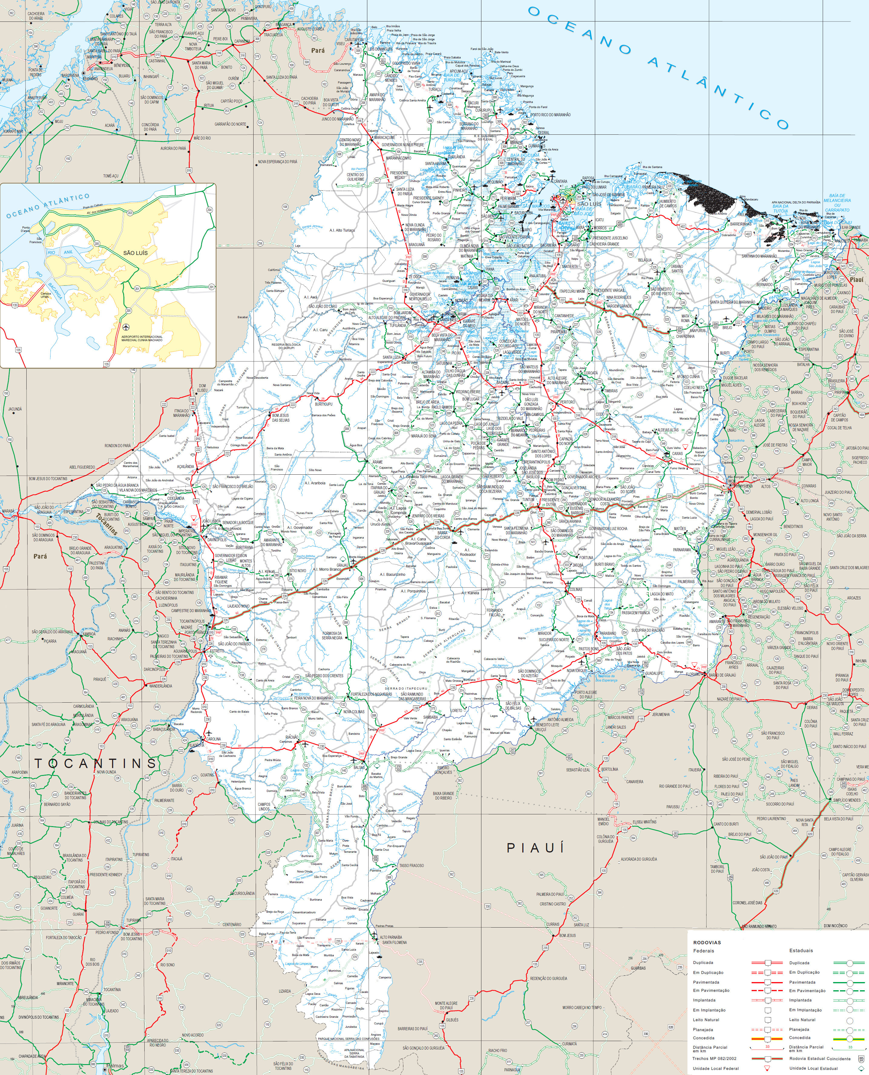 Mapa rodoviario Maranhão